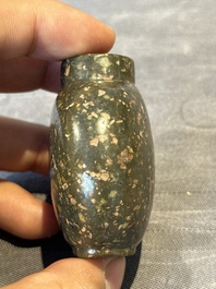 Five Chinese jade and hardstone snuff bottles, 20th C.