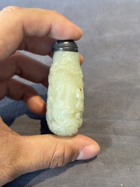 Three Chinese celadon jade snuff bottles, Qing