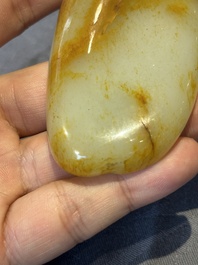 Three Chinese jades and an agate belt hook, Shang and later