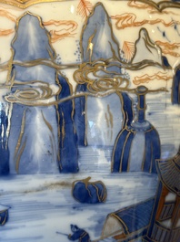 A Chinese blue and white Dutch-decorated 'landscape' vase, Kangxi