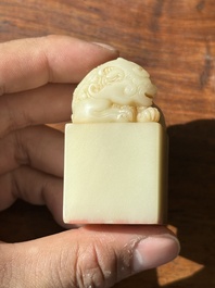A Chinese shoushan stone 'Changchun Jushi 長春居士' seal with its original case, 18th C.
