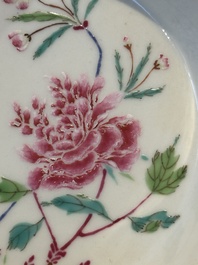 A Chinese famille rose 'peony' plate, Yongzheng mark and possibly of the period