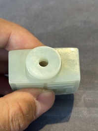Three Chinese celadon jade snuff bottles, Qing