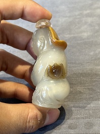 Six Chinese carved jade and agate 'figural' snuff bottles, 19/20th C.