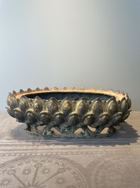 A large Chinese bronze lotus throne, Ming