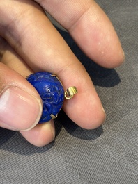 A varied collection of jewellery in jade and lapis lazuli, including gold mounts, China, 19/20th C.