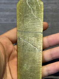 Three Chinese green nephrite jade ceremonial blades, Shang, 12th C. B.C.