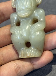 Three Chinese jades and an agate belt hook, Shang and later