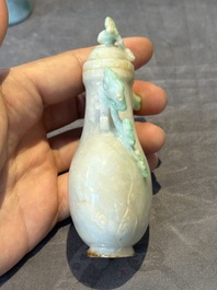 Two small Chinese jade vases and two snuff bottles, 19th C.