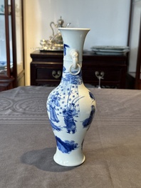 A fine Chinese blue and white vase with narrative design, Kangxi