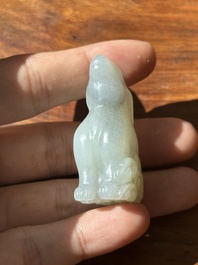 A Chinese grey jade carving of a hare, Qing