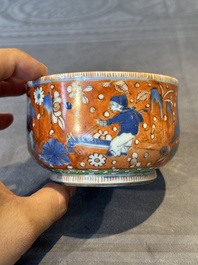 A Chinese English-decorated blue and white censer, Kangxi
