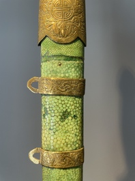 A silver plated dagger and four swords, China, Burma and Indonesia, 18/19th C.