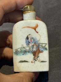 Six various Chinese famille rose snuff bottles, Zhou Hongkui 周洪葵造 mark, 19th C.