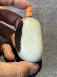 Two Chinese jade snuff bottles, 19th C.