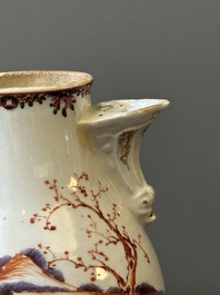 Four Chinese famille rose cups and saucers and an ewer with design of two horses, Qianlong