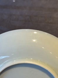 Six Chinese grisaille cups and saucers with Magu and a servant, Yongzheng/Qianlong