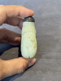 Three Chinese celadon jade snuff bottles, Qing
