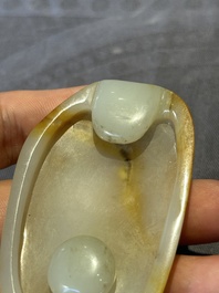 Three Chinese jades and an agate belt hook, Shang and later