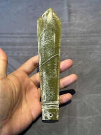 Three Chinese green nephrite jade ceremonial blades, Shang, 12th C. B.C.