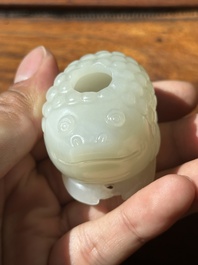 A Chinese white jade water pot in the shape of a three-legged toad, Qing