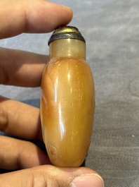 Five Chinese jade and hardstone snuff bottles, 20th C.