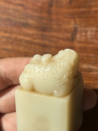 A Chinese shoushan stone 'Changchun Jushi 長春居士' seal with its original case, 18th C.