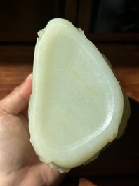A Chinese white jade 'pine tree' brush pot, Qianlong