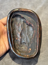 A Chinese scholar's rock on wooden stand, Ming or later