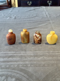 Four Chinese jade and hardstone snuff bottles, 19/20th C.