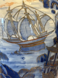 A Chinese blue and white Dutch-decorated 'landscape' vase, Kangxi