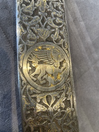 A silver plated dagger and four swords, China, Burma and Indonesia, 18/19th C.