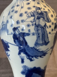 A fine Chinese blue and white vase with narrative design, Kangxi