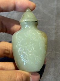 Six various Chinese hardstone and jade snuff bottles, 19/20th C.