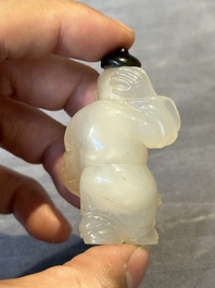 Six Chinese carved jade and agate 'figural' snuff bottles, 19/20th C.