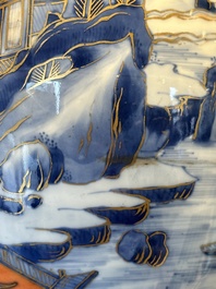 A Chinese blue and white Dutch-decorated 'landscape' vase, Kangxi