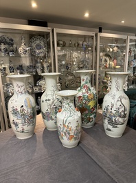 Five various Chinese famille rose vases, 19/20th C.