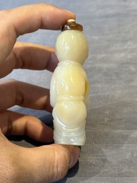 Six Chinese carved jade and agate 'figural' snuff bottles, 19/20th C.