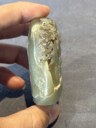 Three Chinese celadon jade snuff bottles, Qing