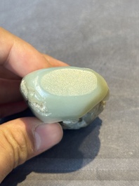 Three Chinese celadon jade snuff bottles, Qing