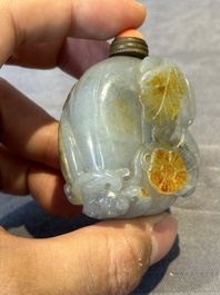 Five Chinese jade and hardstone snuff bottles, 20th C.
