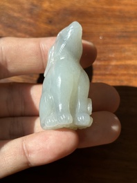 A Chinese grey jade carving of a hare, Qing