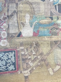 Chinese school: 'Flowers', ink and colour on paper, Cixi seal mark, 19th C.
