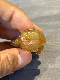 Six Chinese carved jade and agate 'figural' snuff bottles, 19/20th C.
