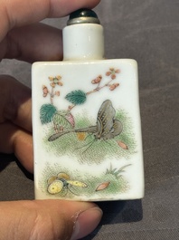Six various Chinese famille rose snuff bottles, Zhou Hongkui 周洪葵造 mark, 19th C.