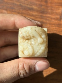 A Chinese shoushan stone 'Changchun Jushi 長春居士' seal with its original case, 18th C.