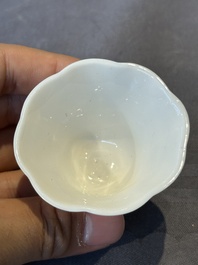 A pair of Chinese Dehua blanc de Chine flower-shaped cups, Kangxi