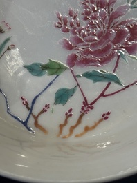 A Chinese famille rose 'peony' plate, Yongzheng mark and possibly of the period