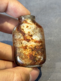 Four Chinese jade and hardstone snuff bottles, 19/20th C.