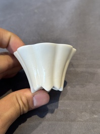 A pair of Chinese Dehua blanc de Chine flower-shaped cups, Kangxi